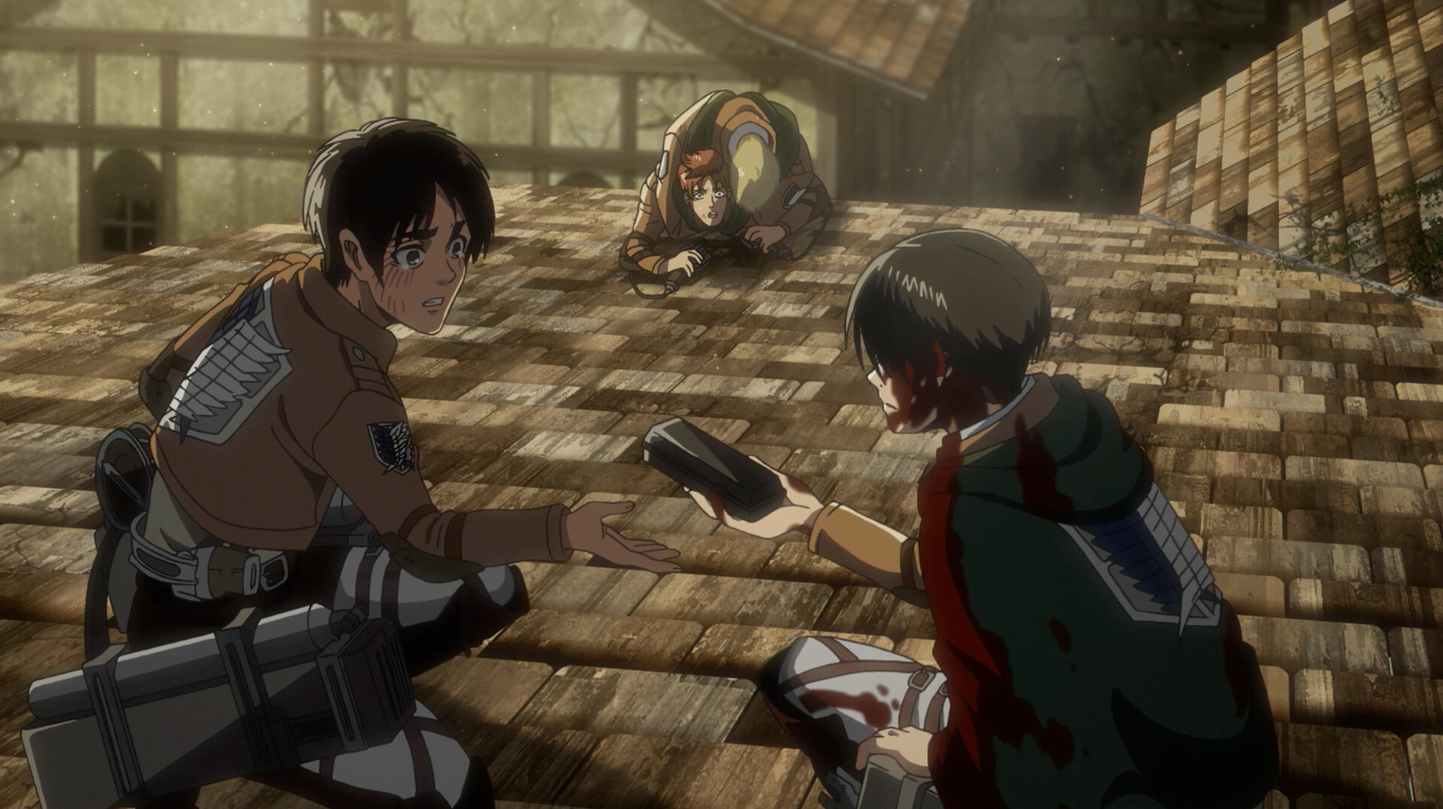 Levi offers Eren the Titan syringe