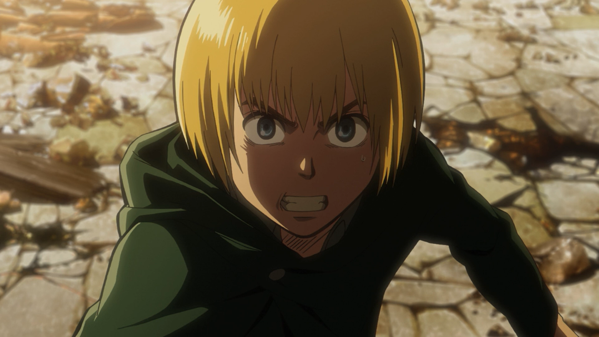 Armin faces off with the Female Titan
