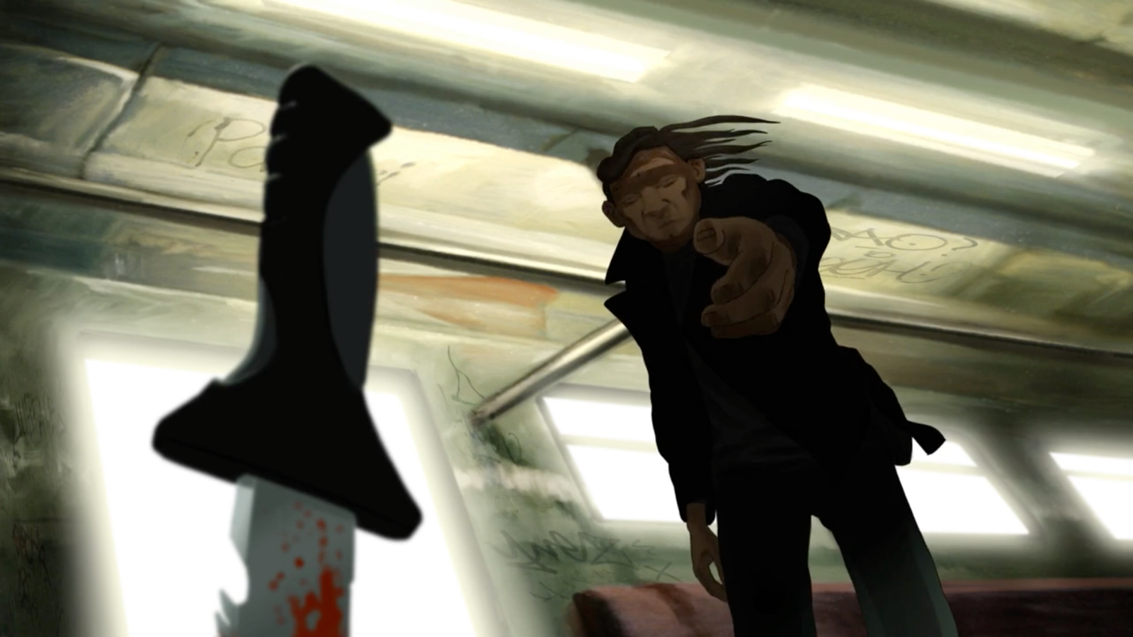 Junkyard short film - Anthony pulls the knife from Pauls chest