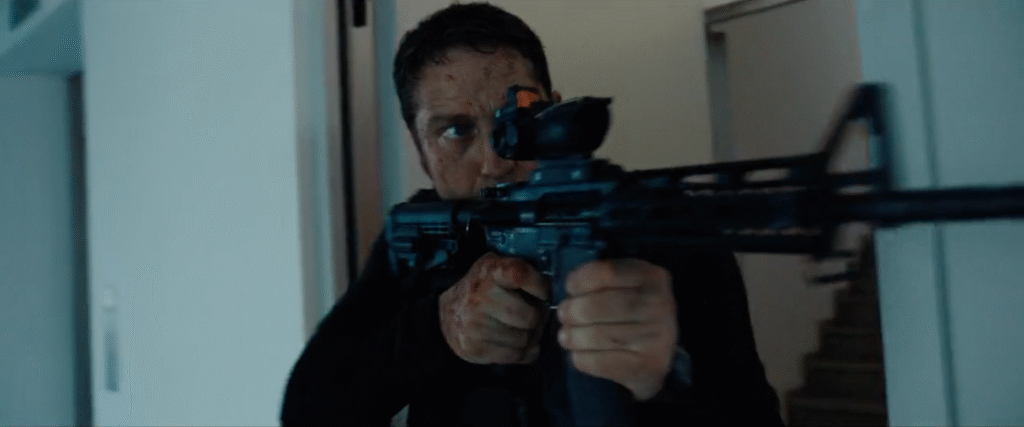 Angel Has Fallen (2019) Mike Banning with a carbine