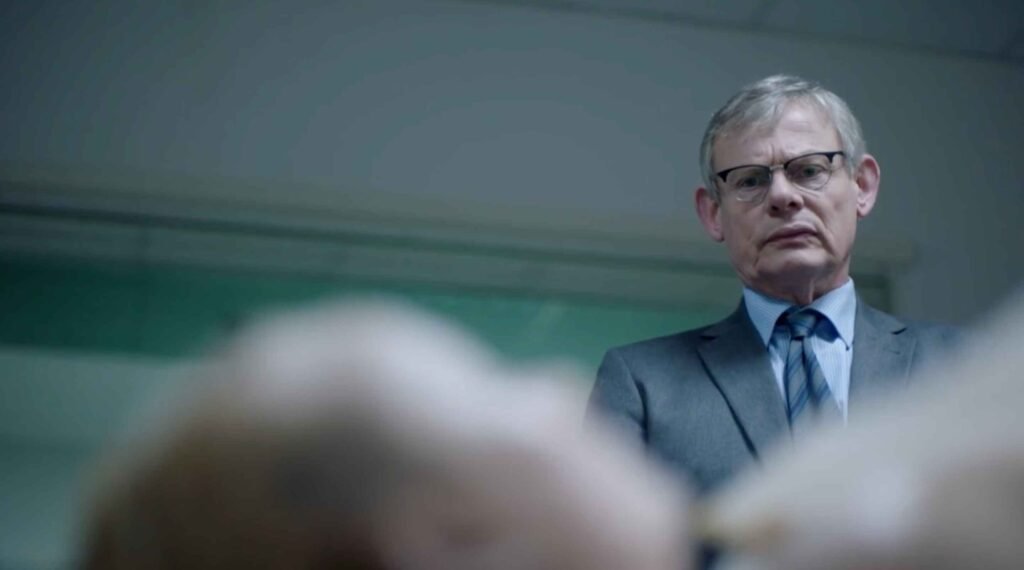 Manhunt DCI Sutton inspects the body of Amelie Delagrange