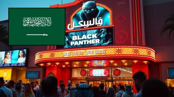 Black Panther theatre with Saudi Arabian flag