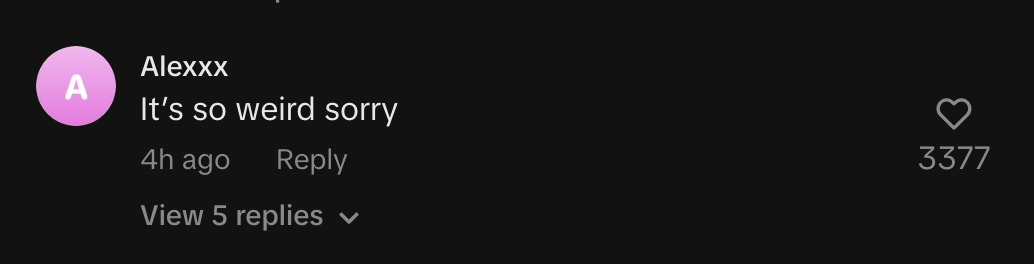 she's so weird sorry - comment left on TikTok video about Kiera Littlewood