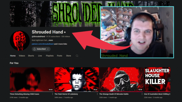 Shrouded Hand YouTube channel page