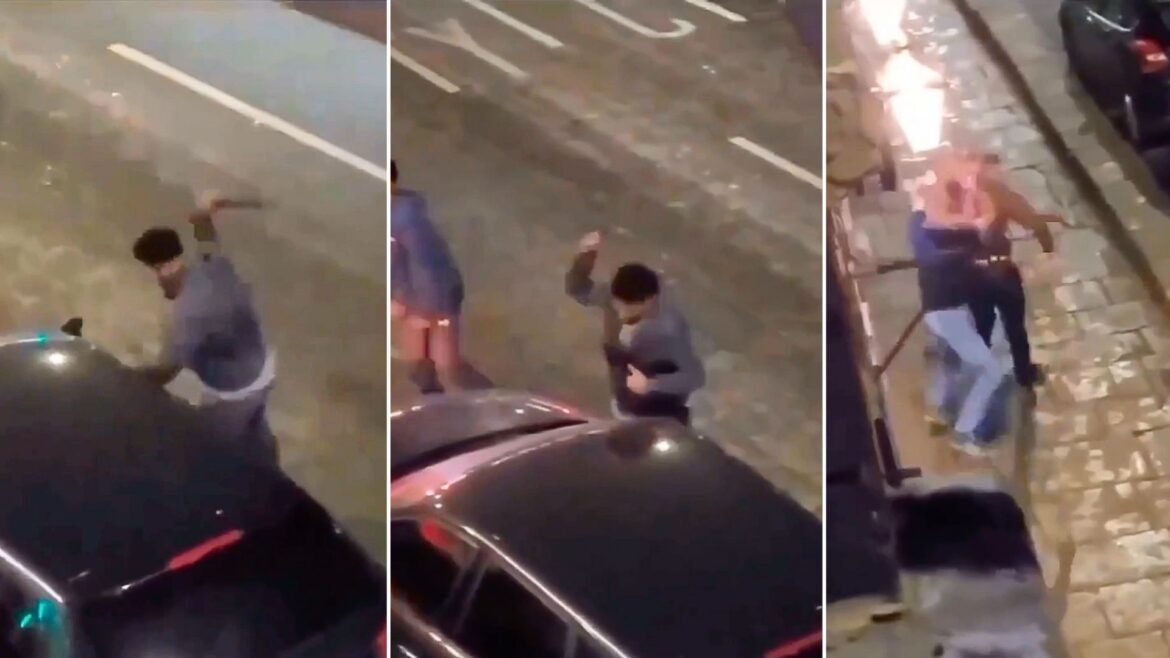 Deranged Knifeman Smashed With Stool After Stabbing Car Window Outside Pub