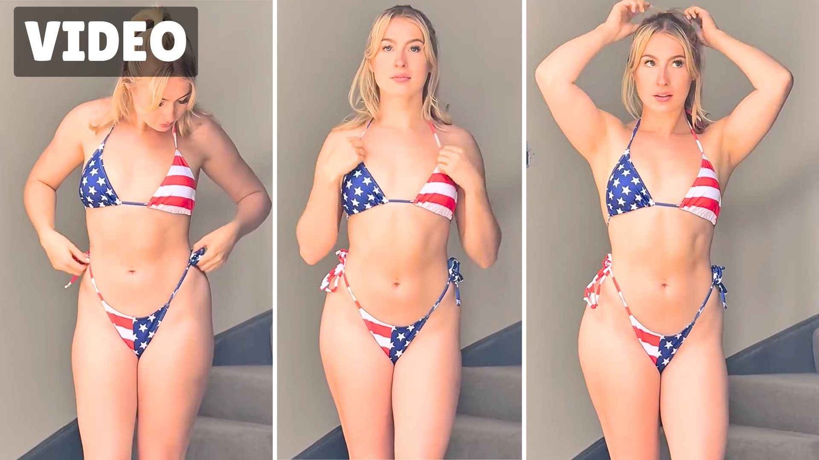 VIDEO: Astrid Wett Goes All-American In Tiny Stars & Stripes Bikini