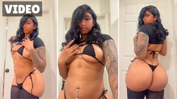India Dyme in a black bikini outfit from her latest video