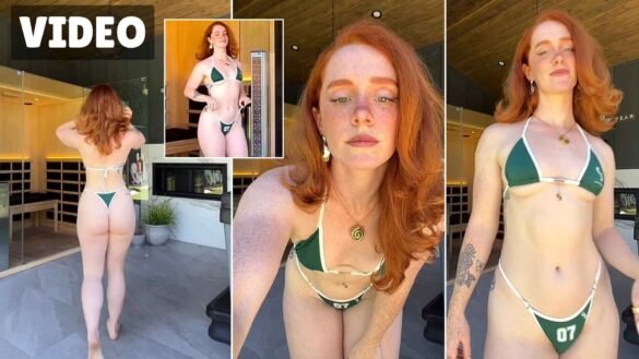 Amy Ginger Hart Parton Green Bikini Sauna Video Thumbnail